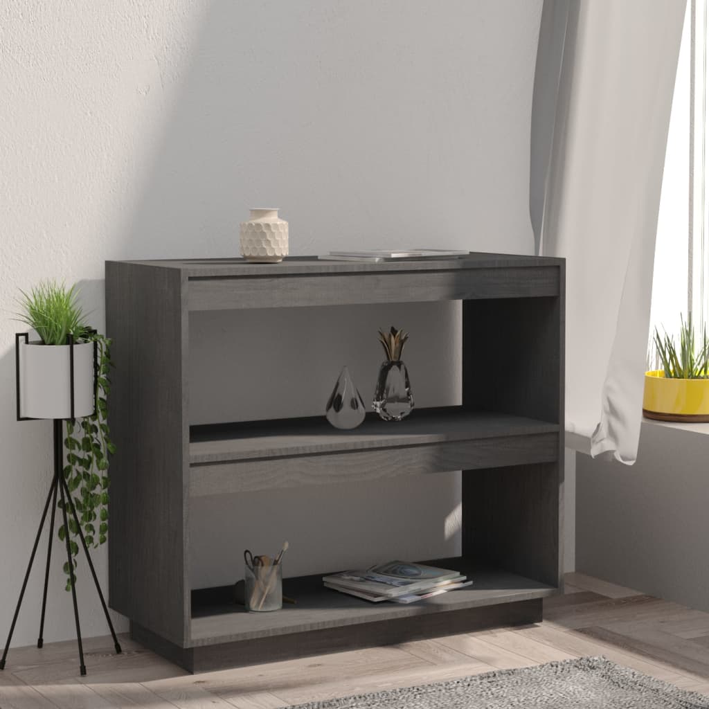 vidaXL Libreria Grigia 80x35x71 cm in Legno Massello di Pino