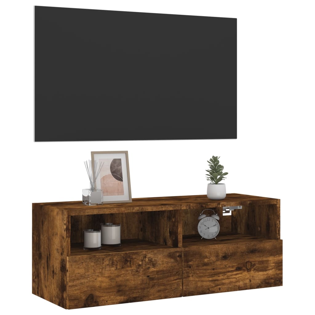 vidaXL Mobile TV a Parete Rovere Fumo 80x30x30 cm in Legno Multistrato