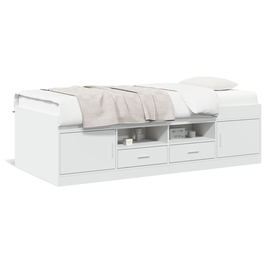 vidaXL Divano Letto con Cassetti senza Materasso Bianco 90x190 cm