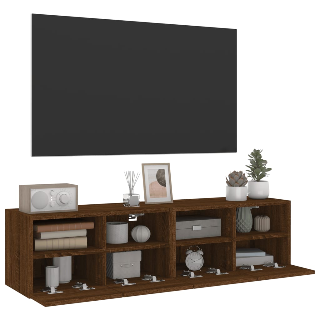 vidaXL Mobili TV Muro 2 pz Rovere Marrone 60x30x30cm Legno Multistrato