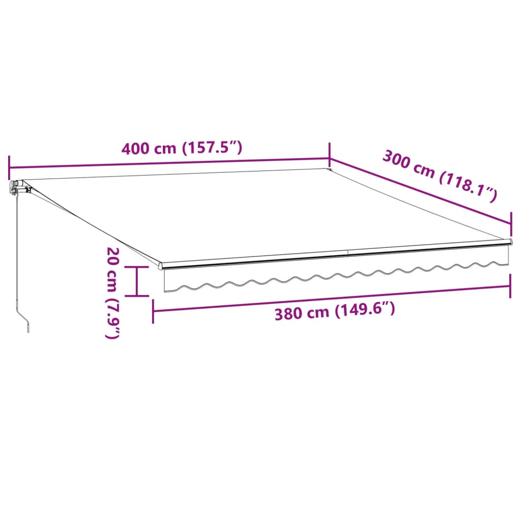 vidaXL Tenda Retrattile Manuale con LED Antracite e Bianco 400x300 cm