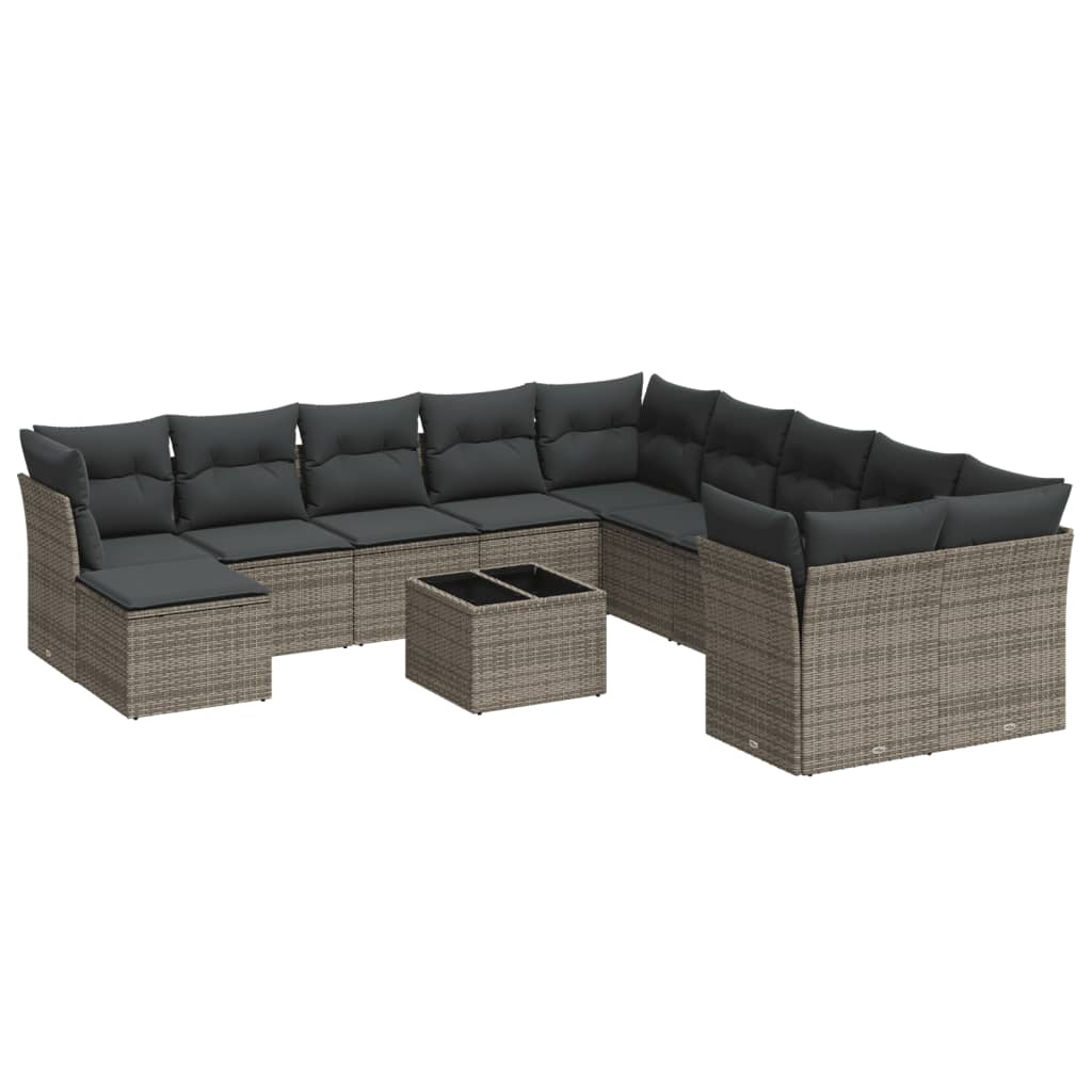 vidaXL Set Divani da Giardino 12 pz con Cuscini Grigio in Polyrattan