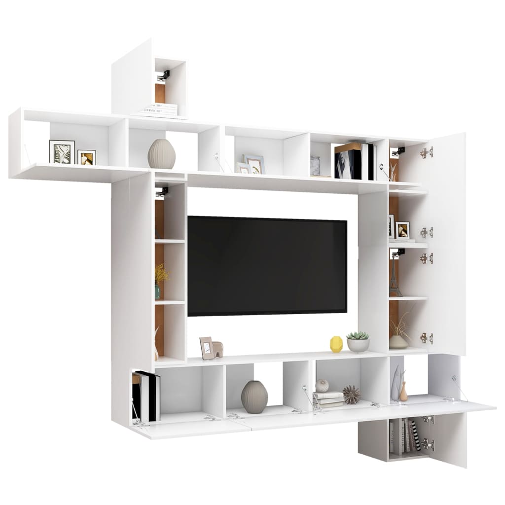 vidaXL Set Mobili Porta TV 9 pz Bianco in Legno Multistrato