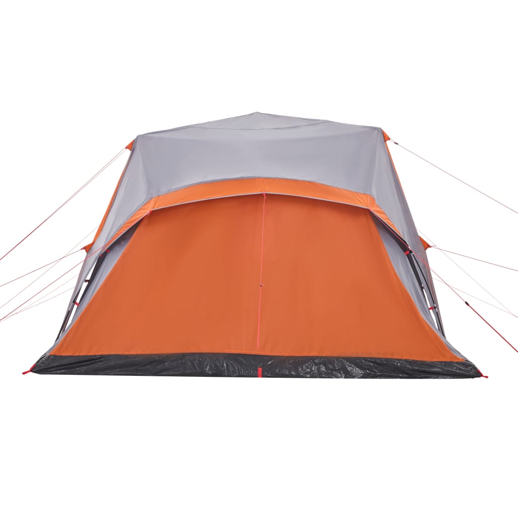 vidaXL Tenda Famiglia Portico 9 Pers. Grigio Arancione Rilascio Rapido