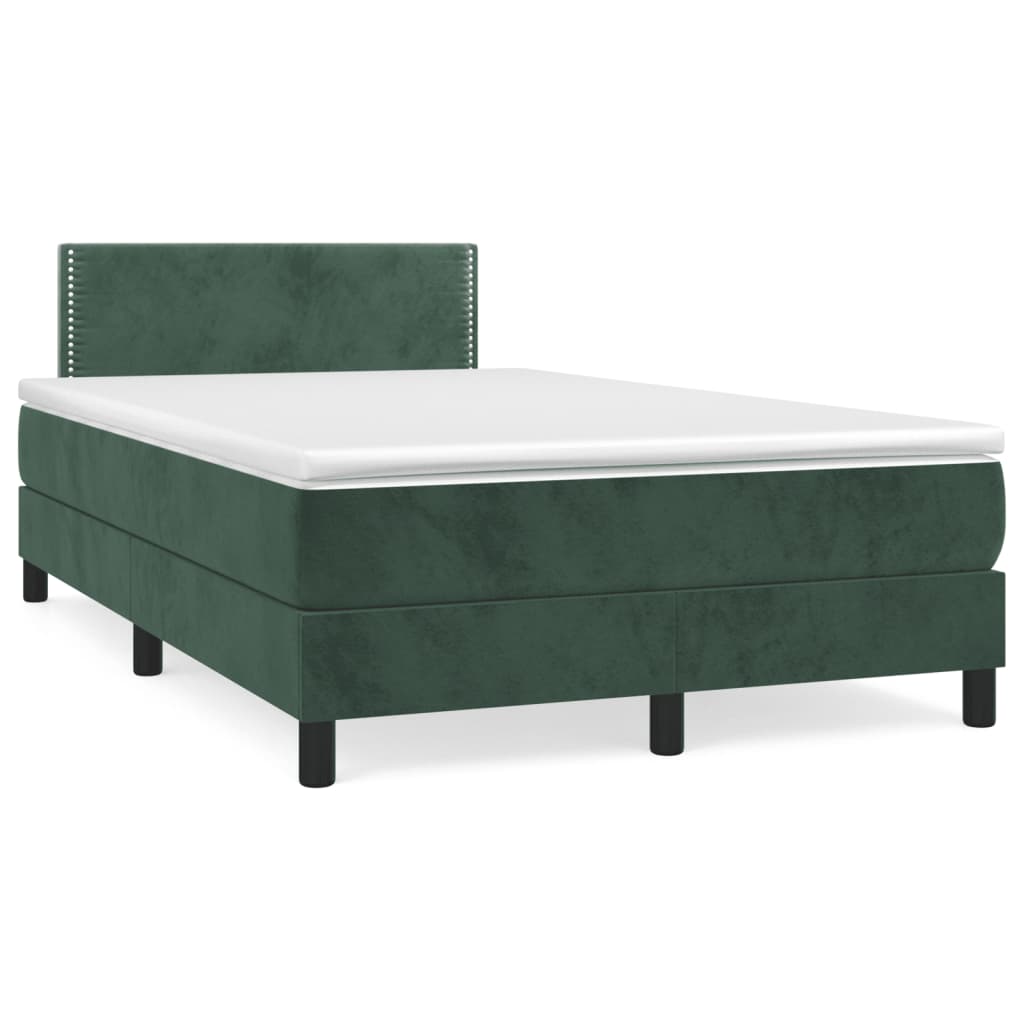 vidaXL Letto a Molle con Materasso e LED Verde Scuro 120x190cm Velluto