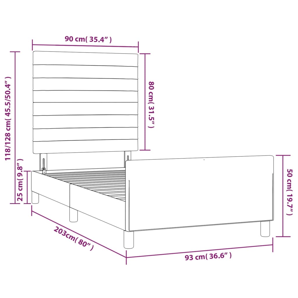 vidaXL Giroletto con Testiera Marrone Scuro 90x200 cm in Tessuto