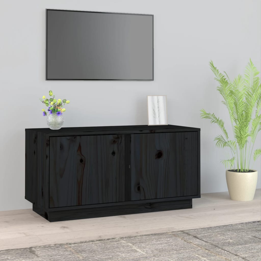 vidaXL Mobile Porta TV Nera 80x35x40,5 cm in Legno Massello di Pino