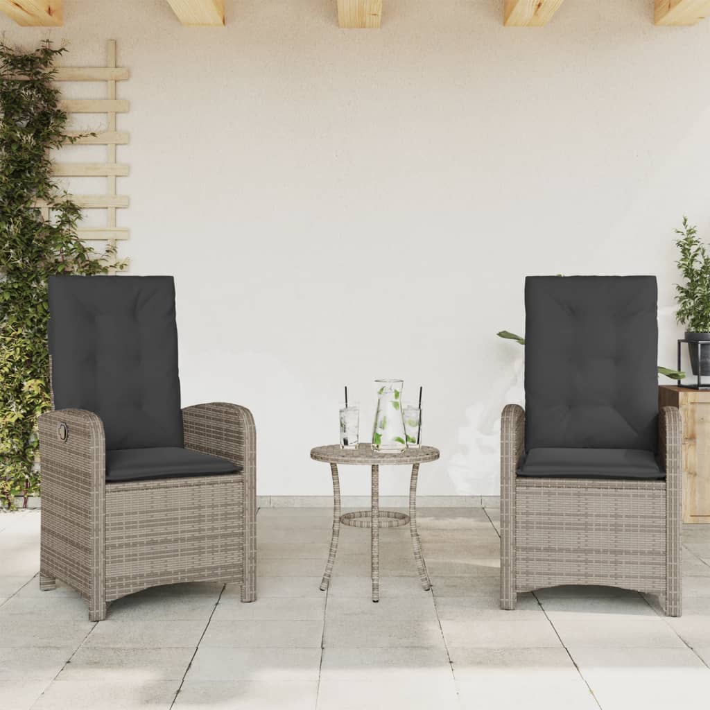 vidaXL Sedie da Giardino Reclinabili 2 pz e Cuscini Grigia Polyrattan