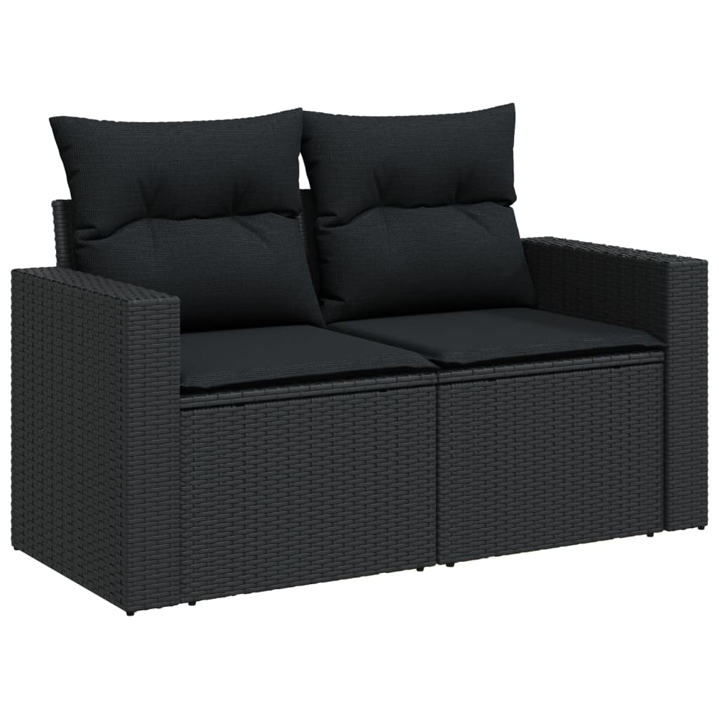 vidaXL Set Divani da Giardino 14pz con Cuscini in Polyrattan Nero