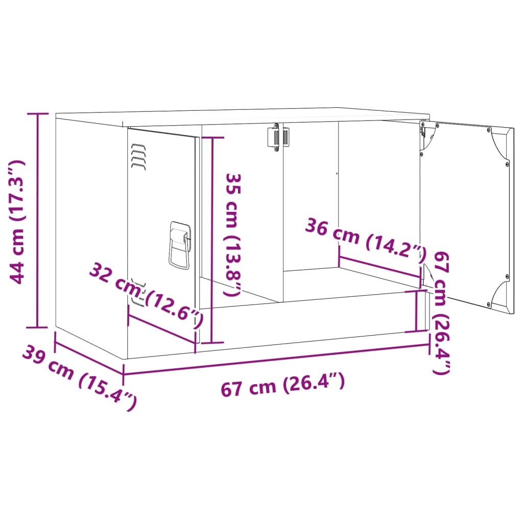 vidaXL Mobile TV Nero 67x39x44 cm in Acciaio