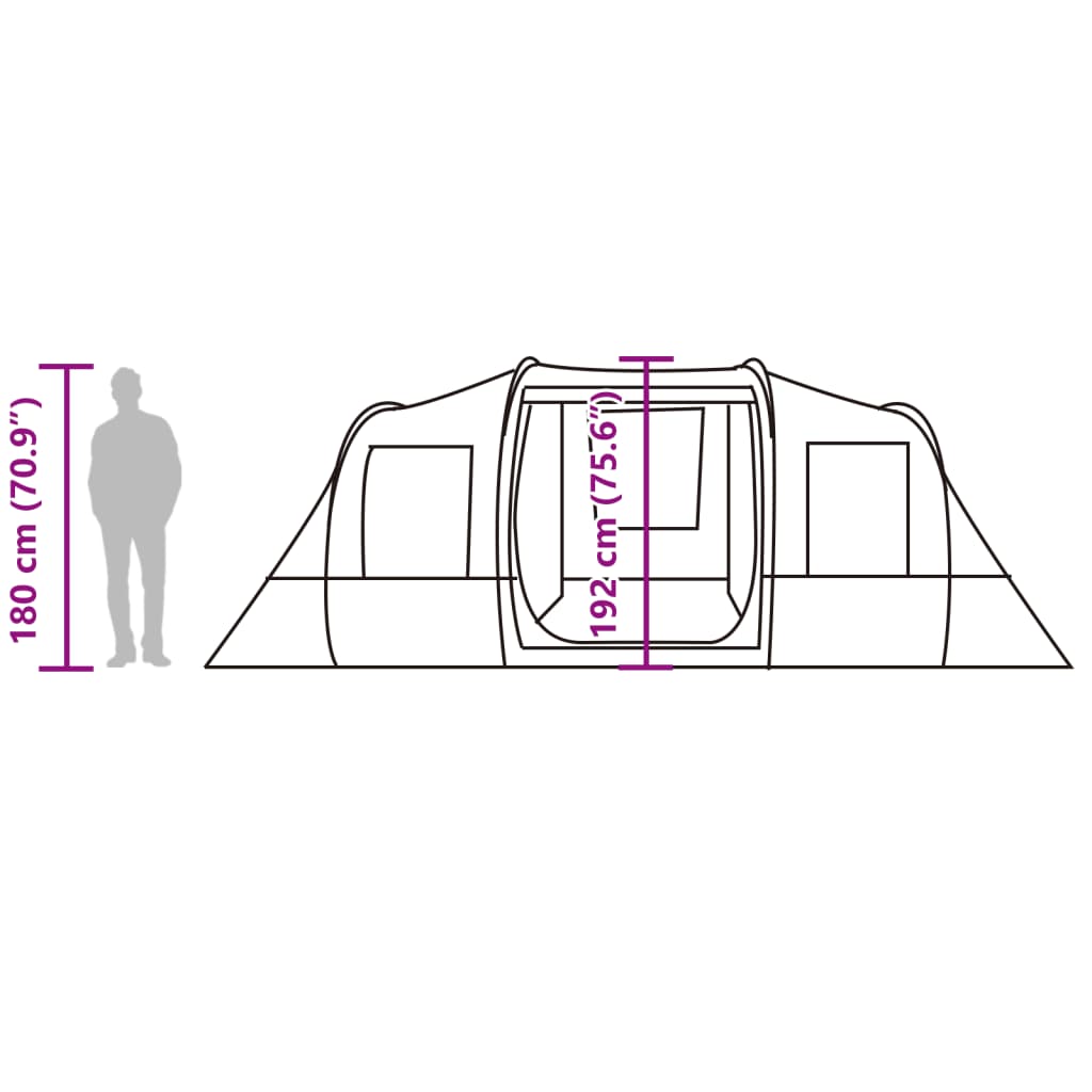 vidaXL Tenda da Campeggio a Tunnel 4 Persone Verde Oliva Impermeabile