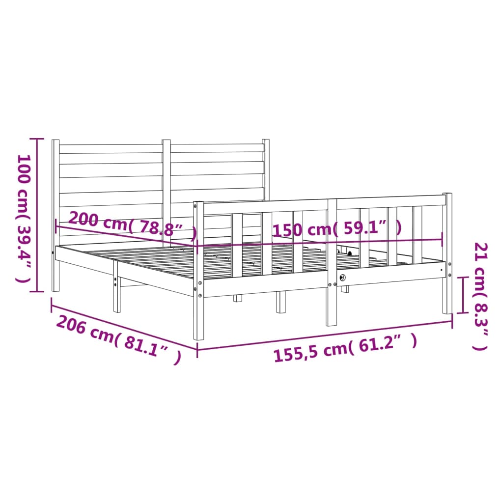 vidaXL Giroletto con Testiera King Size in Legno Massello