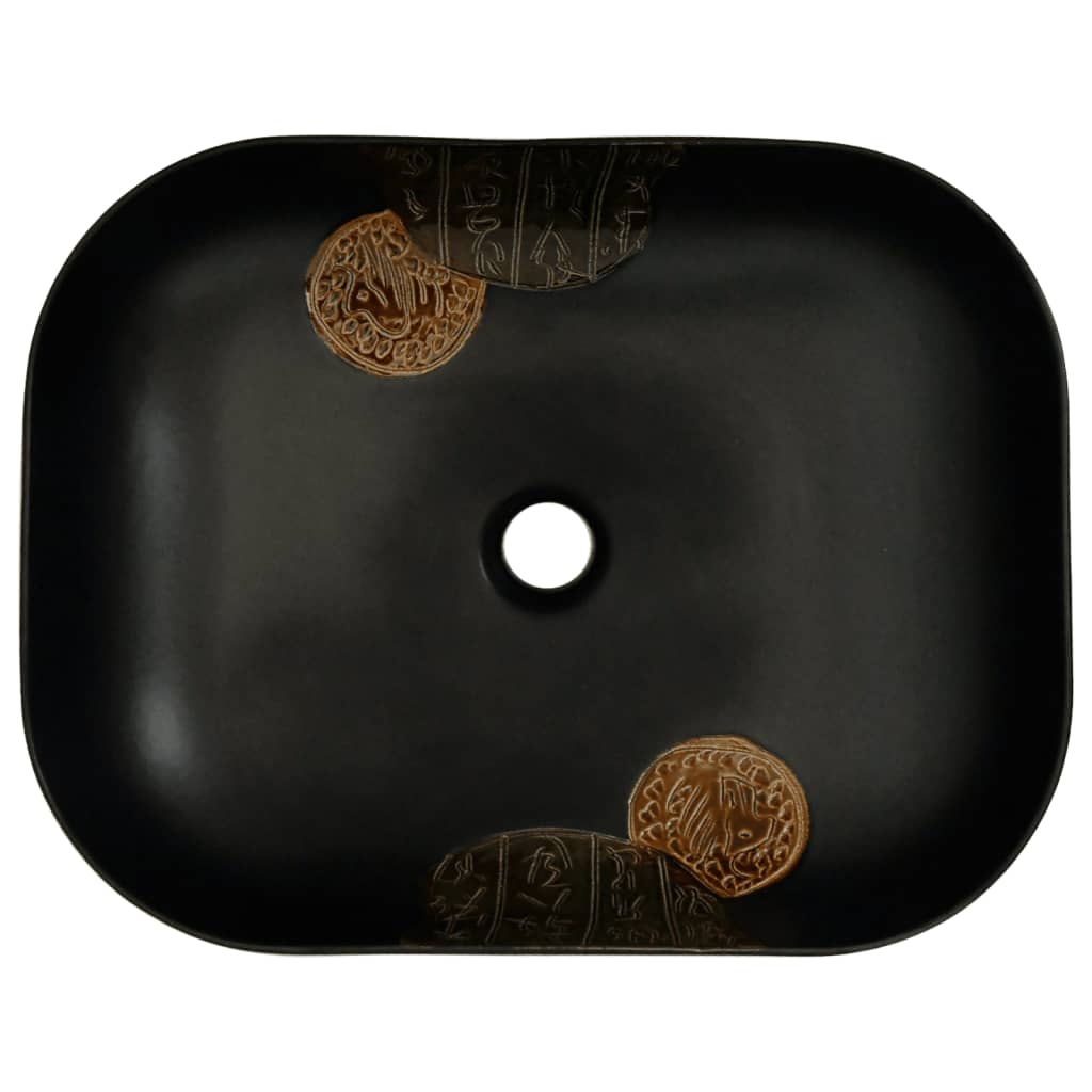 vidaXL Lavabo da Appoggio Nero Rettangolare 48x37,5x13,5 cm Ceramica