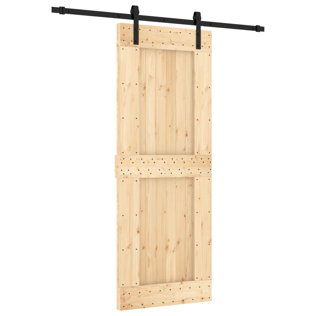 vidaXL Porta Scorrevole con Set Hardware 80x210 cm Legno Massello Pino