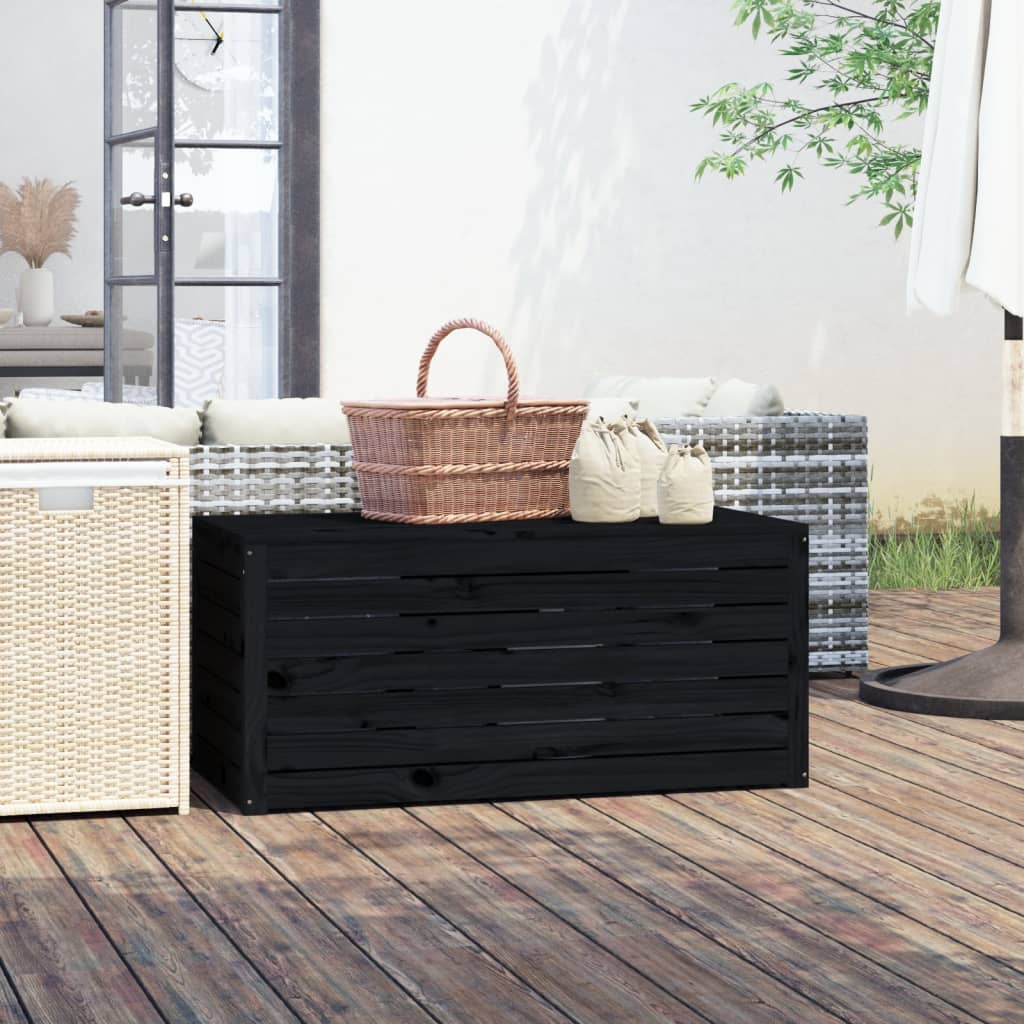 vidaXL Contenitore Giardino Nero 101x50,5x46,5 cm Legno Massello Pino