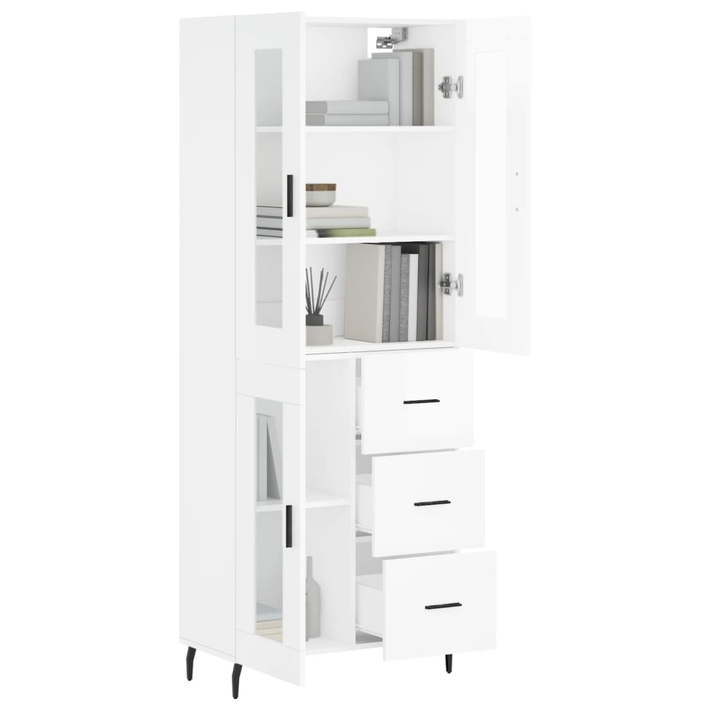 vidaXL Credenza Bianco Lucido 69,5x34x180 cm in Legno Multistrato