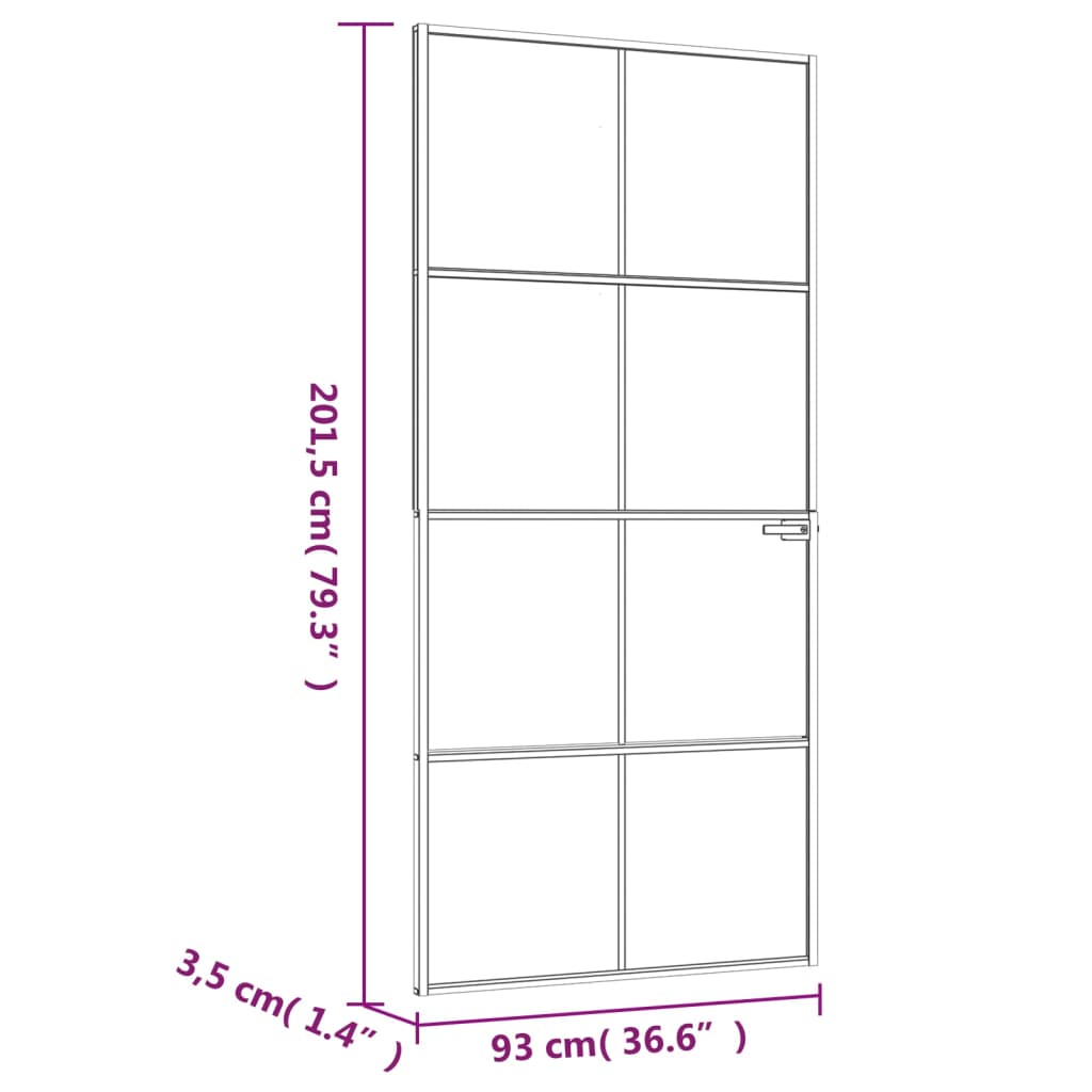 vidaXL Porta Interna Bianca 93x201,5cm Vetro Temperato Alluminio Slim