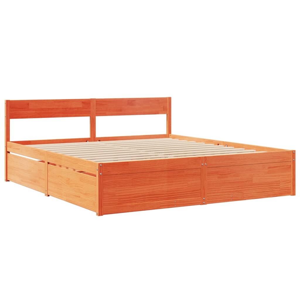 vidaXL Letto senza Materasso Marrone Cera 200x200 cm in Legno di Pino