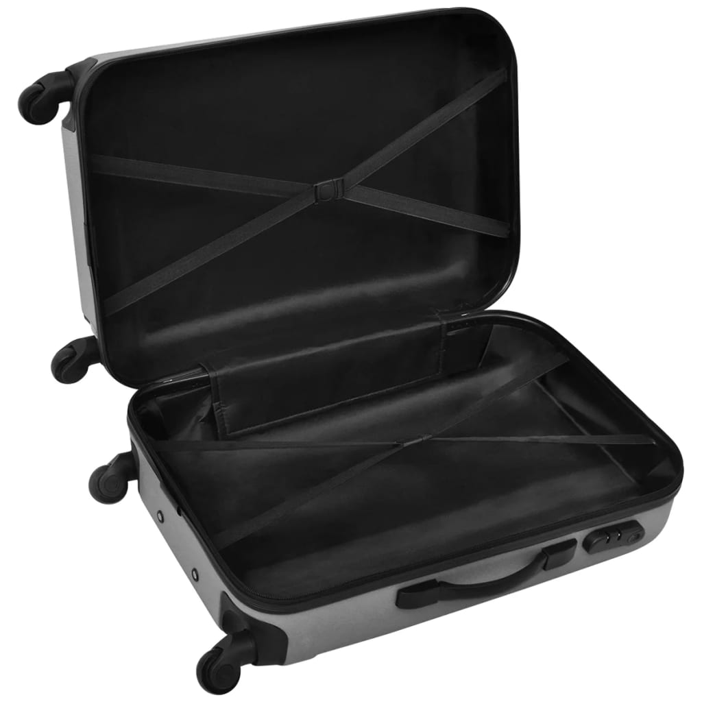 vidaXL Set Trolley Rigidi 3 pz Argento 45,5/55/66 cm