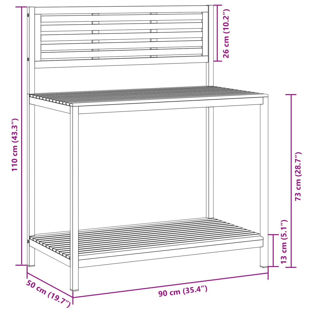 vidaXL Tavolo da Invasatura 90x50x110 cm in Legno Acacia e Acciaio