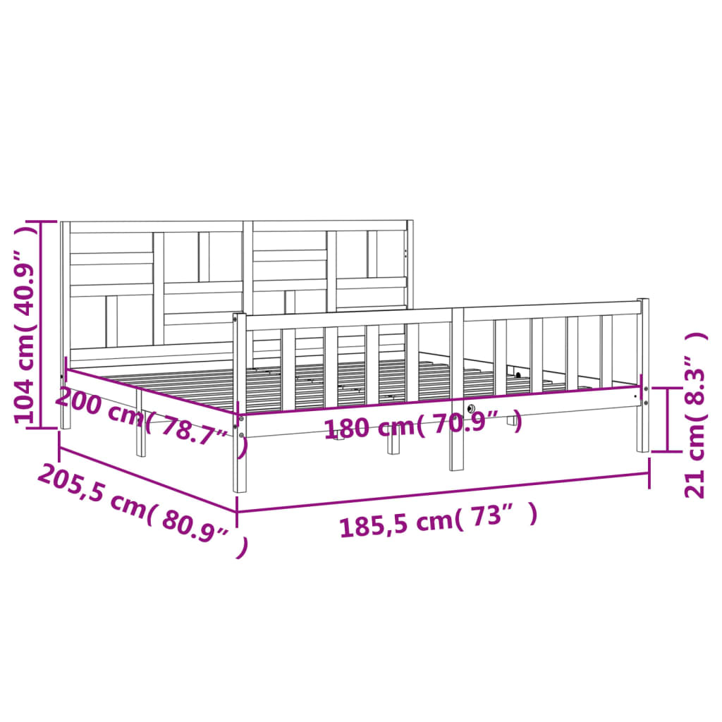 vidaXL Giroletto con Testiera Super King Size in Legno Massello