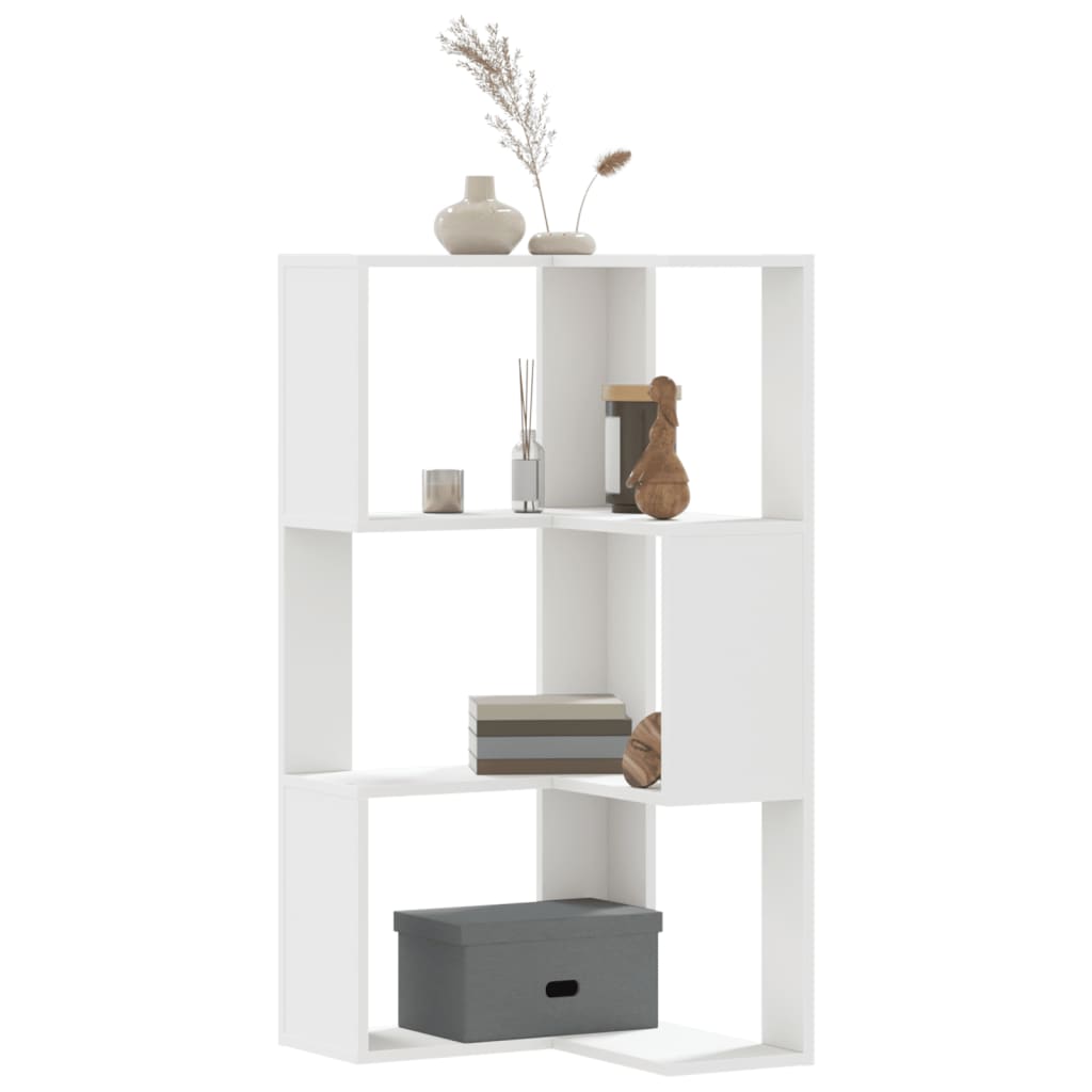 vidaXL Libreria Angolare 3Ripiani Bianca 50x50x102cm Legno Multistrato