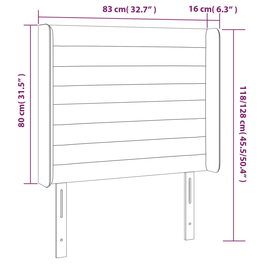 vidaXL Testiera ad Orecchio Crema 83x16x118/128 cm in Tessuto