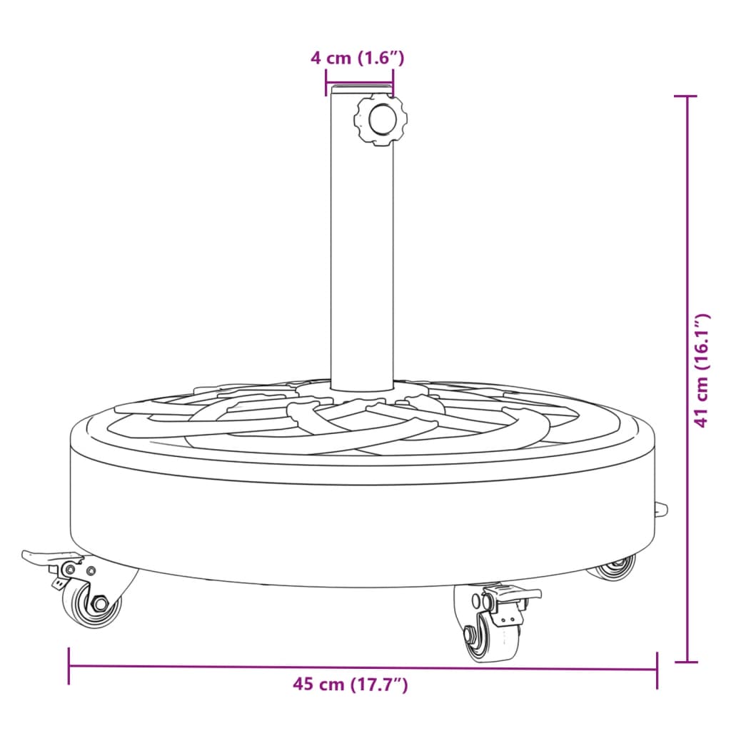 vidaXL Base per Ombrellone con Ruote per Pali Ø38/48 mm 27 kg Rotonda