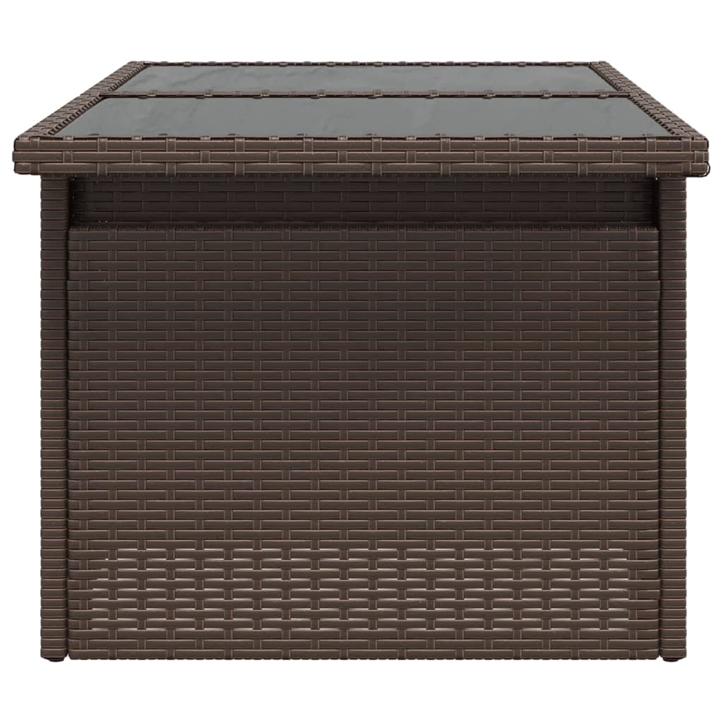 vidaXL Tavolo da Giardino Piano Vetro Marrone 100x55x73 cm Polyrattan