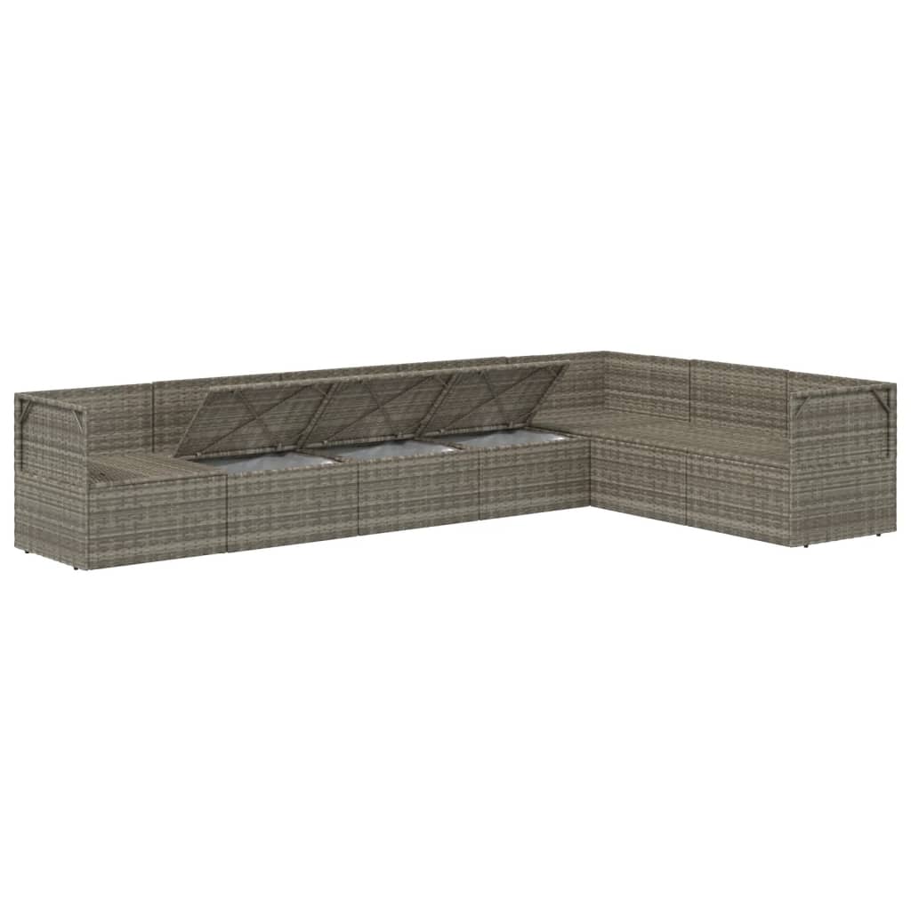 vidaXL Set Divani da Giardino 7 pz con Cuscini in Polyrattan Grigio