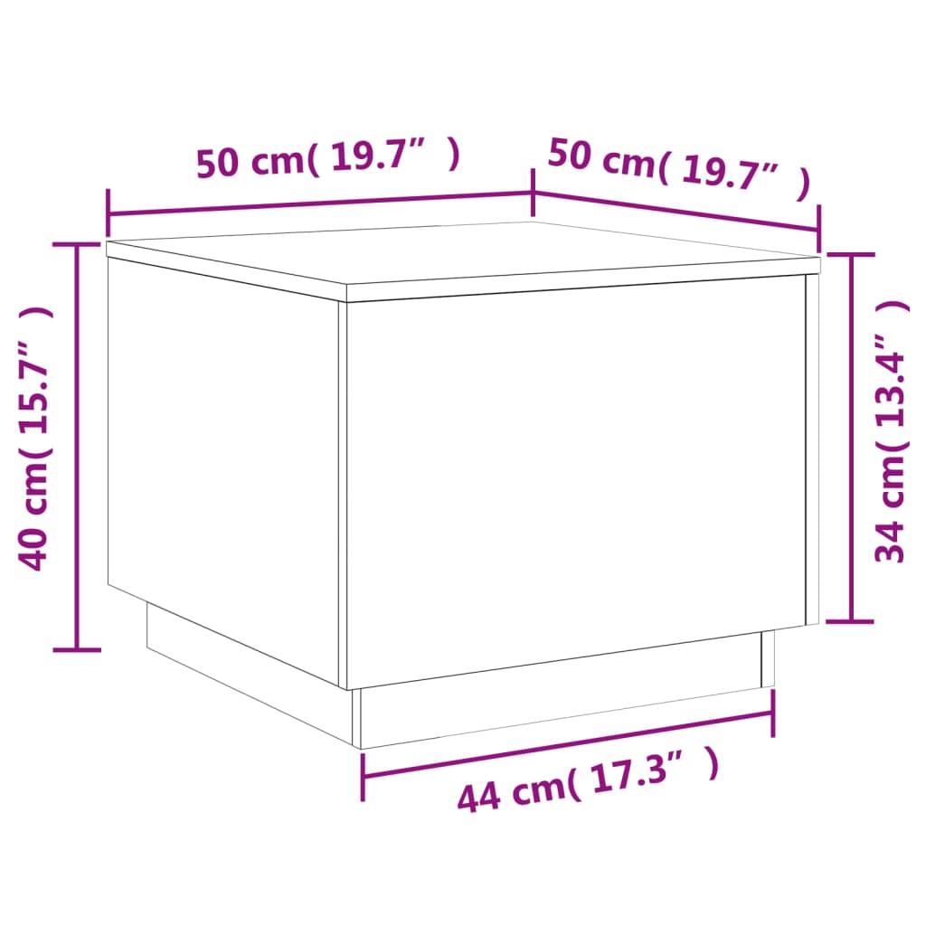 vidaXL Tavolino da Salotto con Luci LED Rovere Marrone 50x50x40 cm