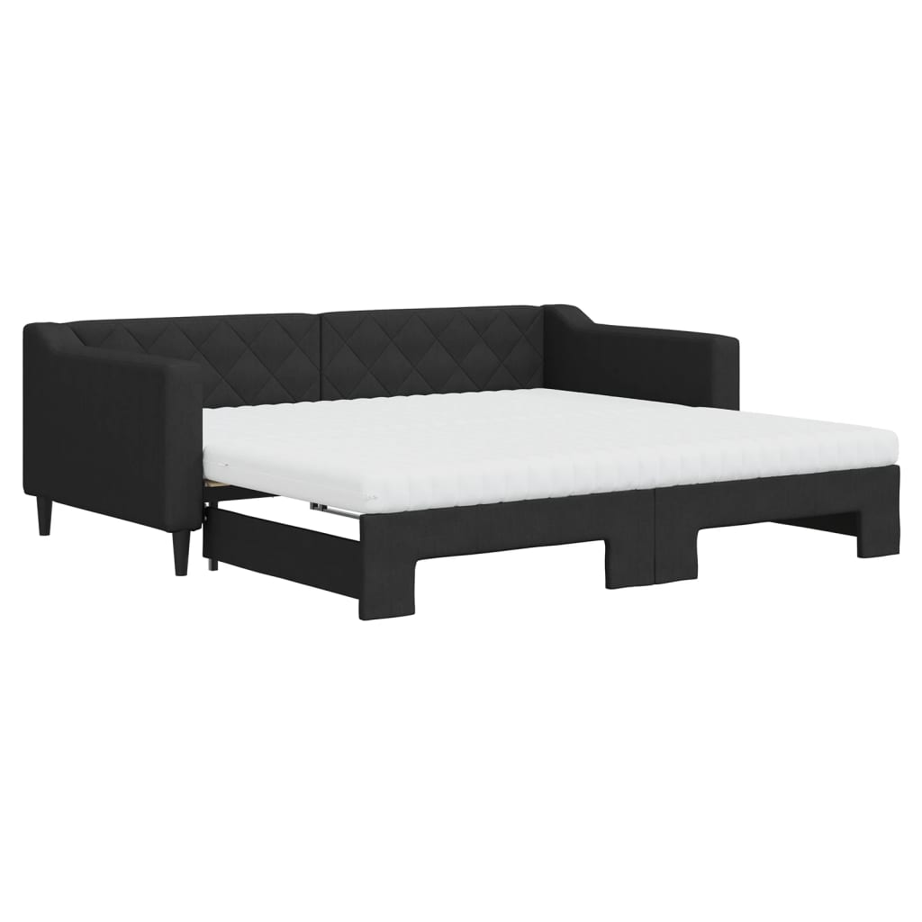 vidaXL Divano Letto Estraibile con Materassi Nero 90x190 cm in Tessuto