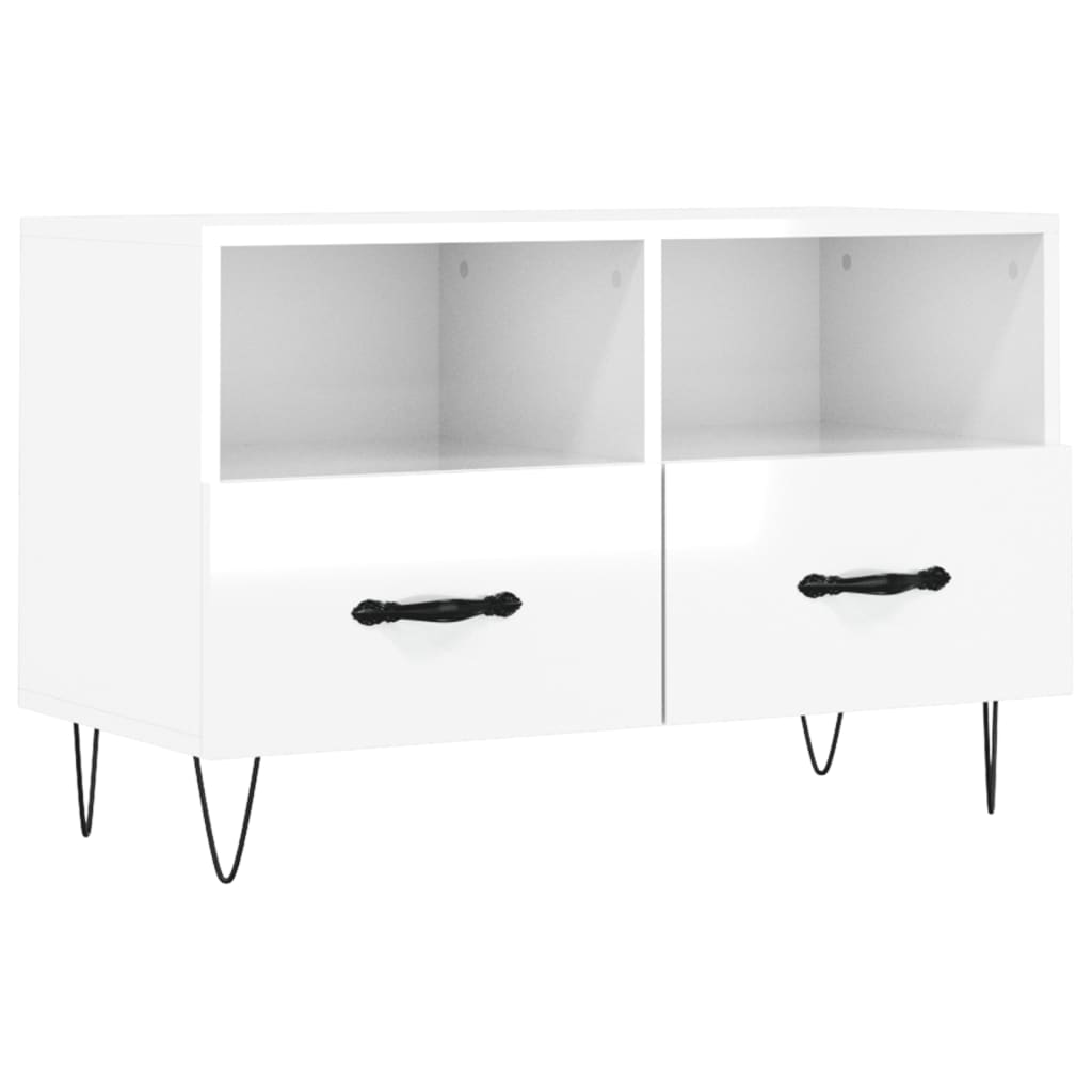 vidaXL Mobile Porta TV Bianco Lucido 80x36x50 cm in Legno Multistrato