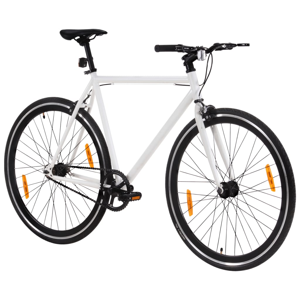 vidaXL Bicicletta a Scatto Fisso Bianca e Nera 700c 51 cm