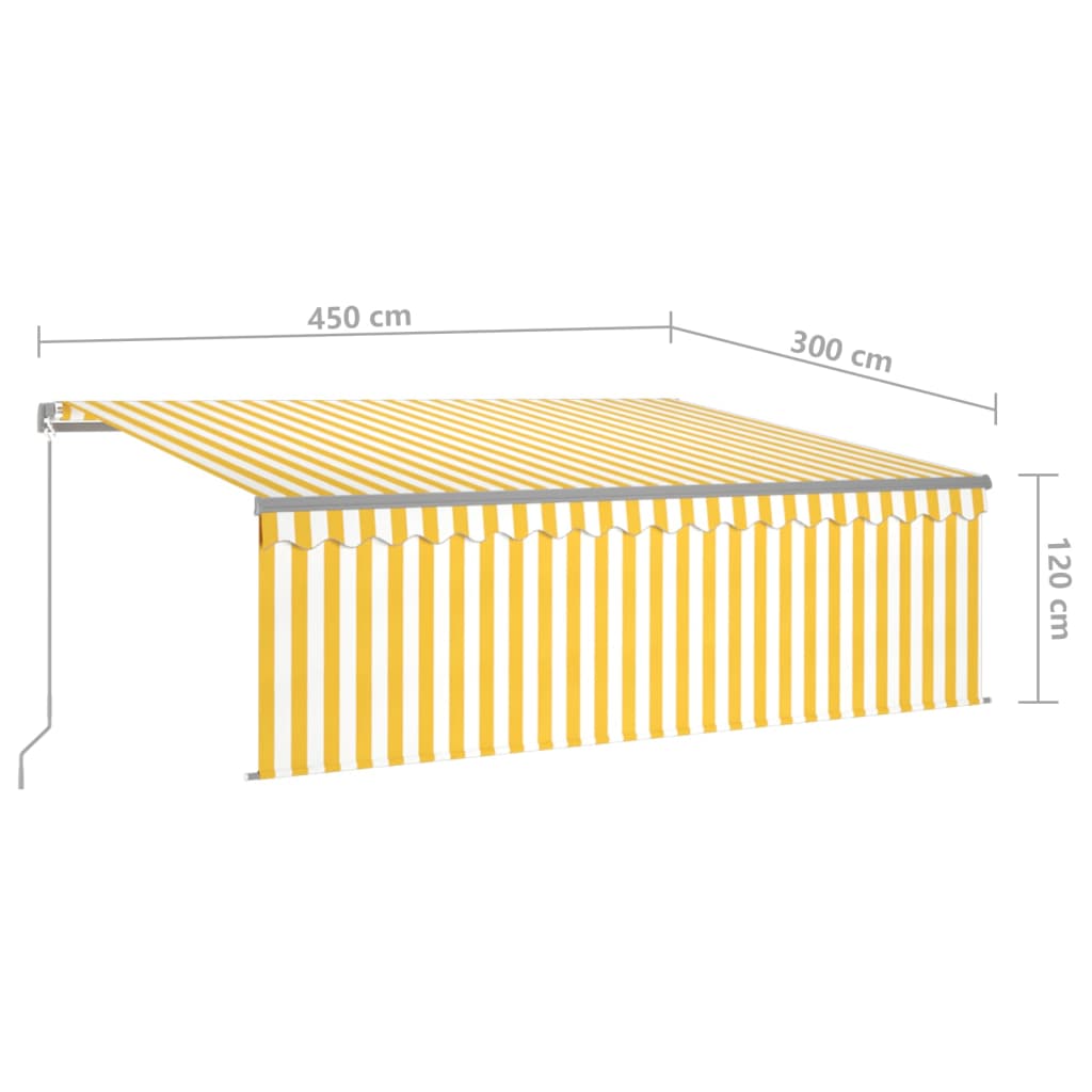 vidaXL Tenda da Sole Retrattile Parasole e LED 4,5x3m Gialla e Bianca