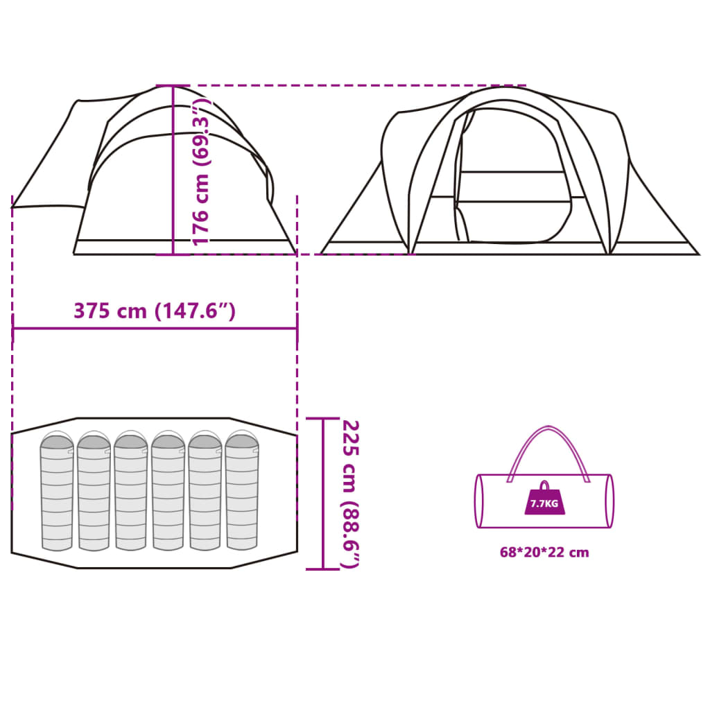 vidaXL Tenda da Campeggio a Cupola per 4 Persone Blu Impermeabile