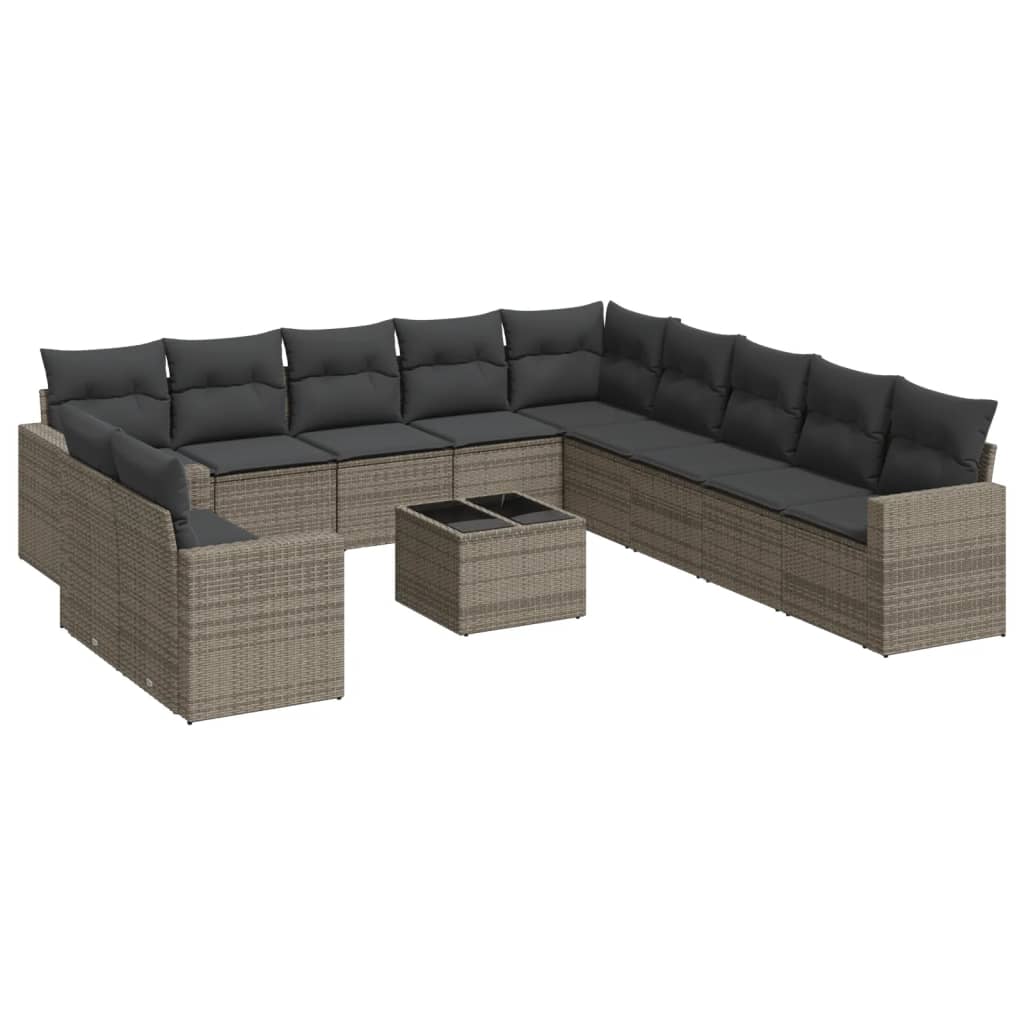 vidaXL Set Divani da Giardino 12 pz con Cuscini Grigio in Polyrattan