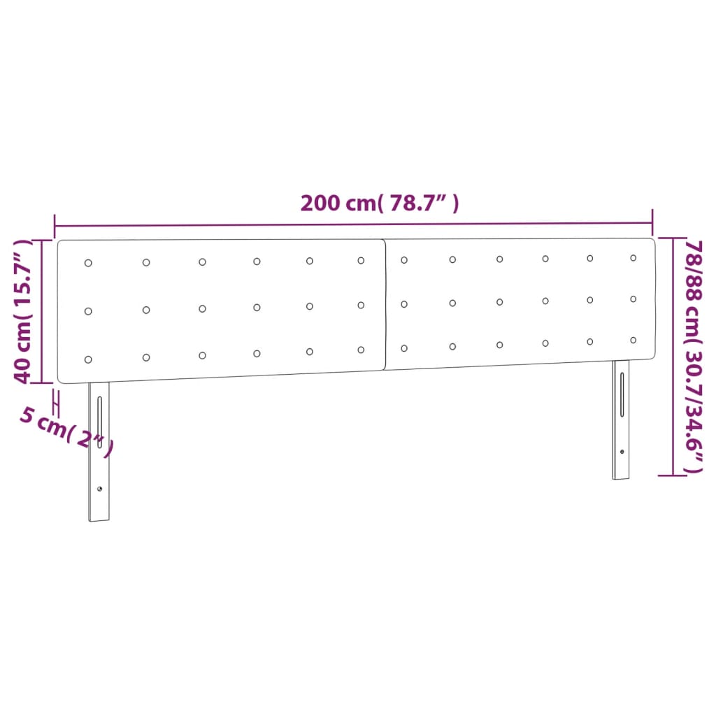 vidaXL Testiere 2 pz Nere 100x5x78/88 cm in Velluto