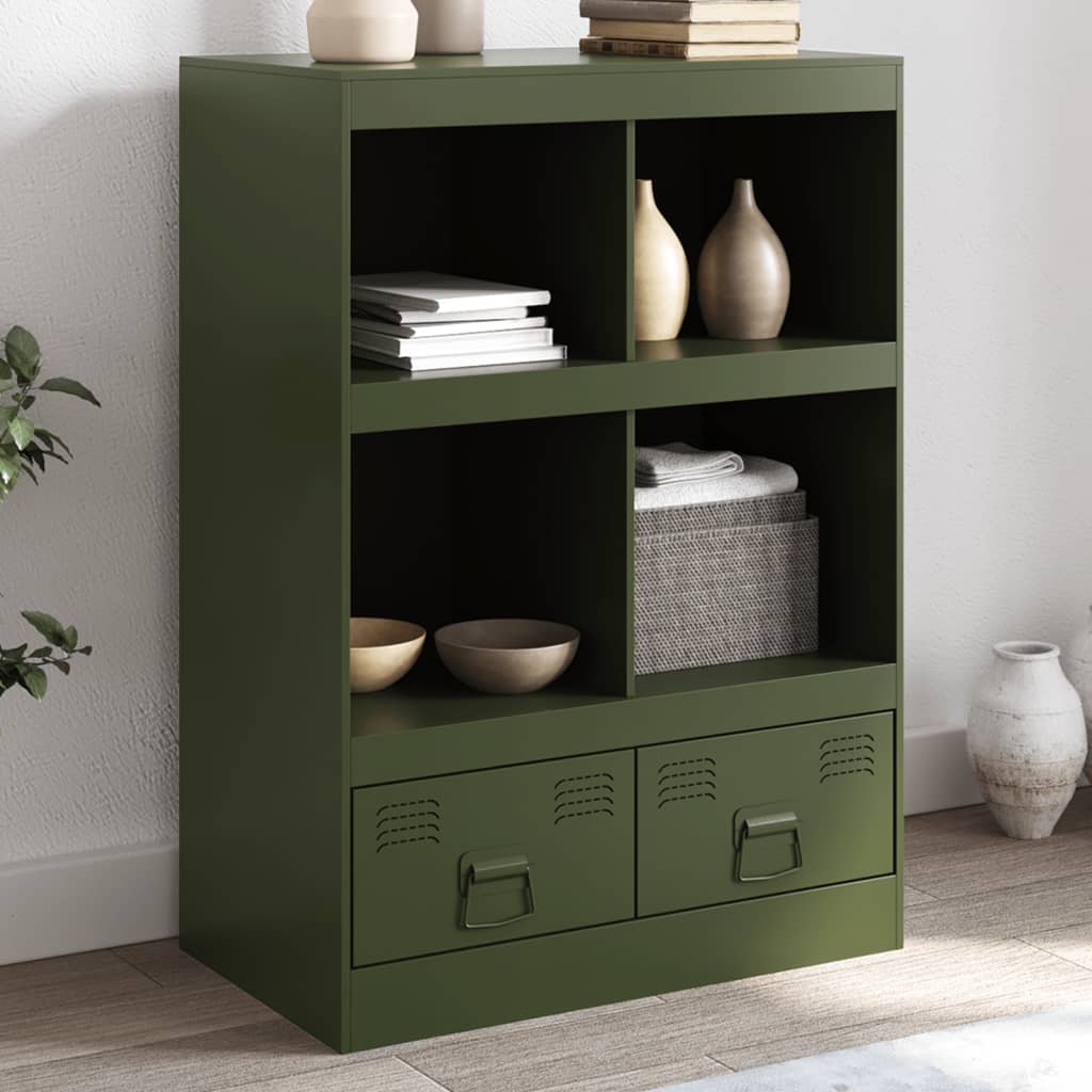 vidaXL Credenza Verde Oliva 67x39x95 cm in Acciaio