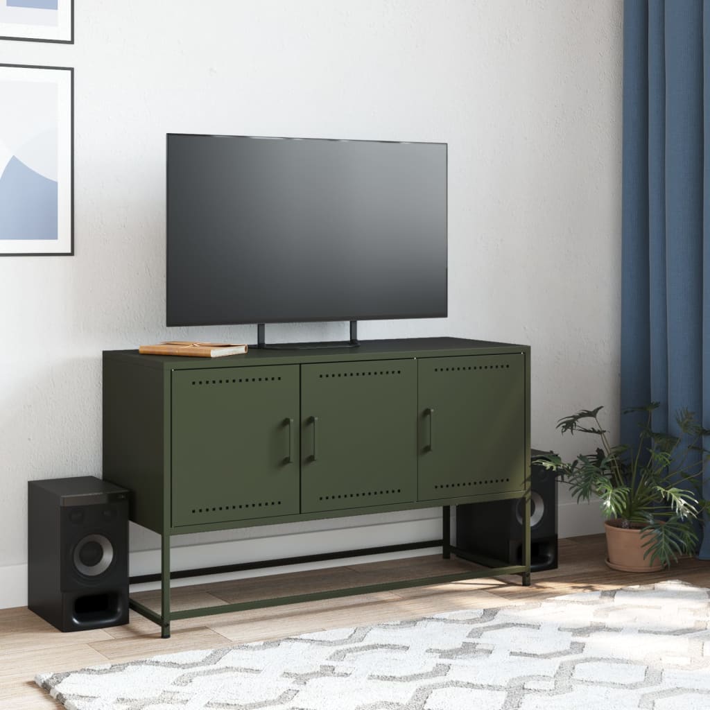 vidaXL Mobile TV Verde Oliva 100,5x39x60,5 cm in Acciaio