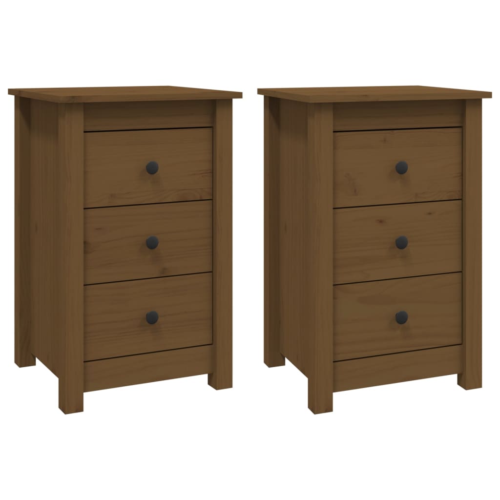 vidaXL Comodini 2 pz ambra 40x35x61,5 cm in Legno Massello di Pino