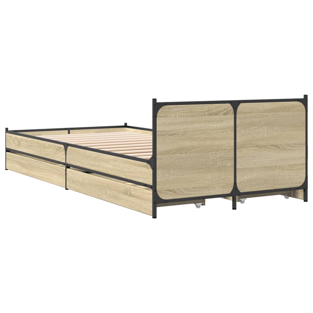 vidaXL Giroletto Cassetti Rovere Sonoma 100x200 cm Legno Multistrato