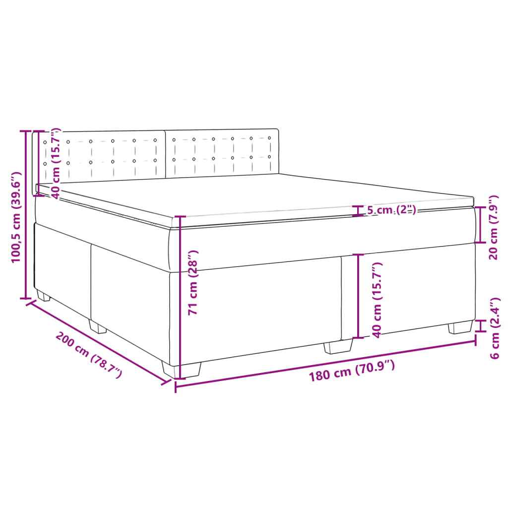 vidaXL Giroletto a Molle con Materasso Nero 180x200 cm in Similpelle