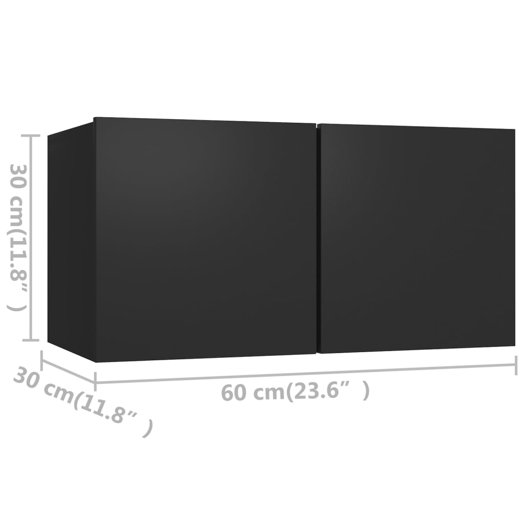 vidaXL Set di Mobili Porta TV 4 pz Nero in Legno Multistrato