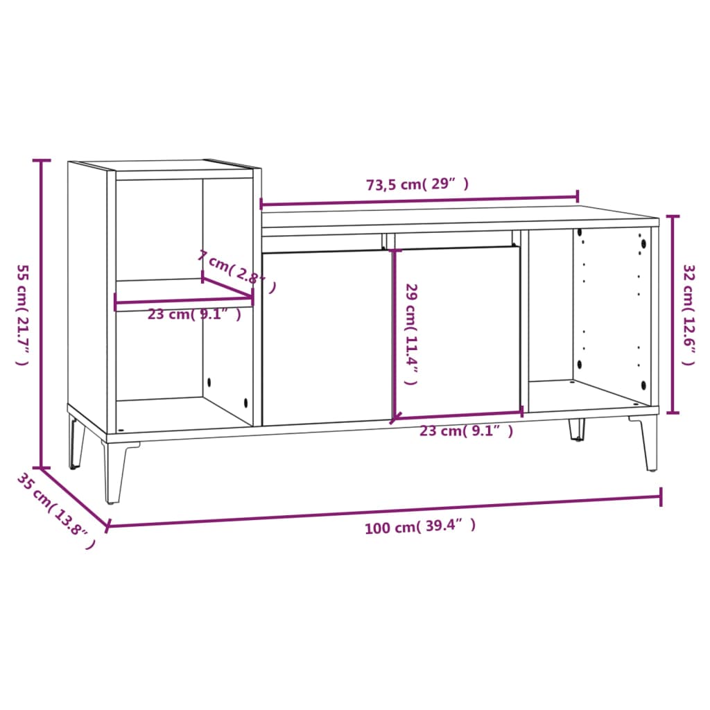 vidaXL Mobile TV Grigio Sonoma 100x35x55 cm in Legno Multistrato