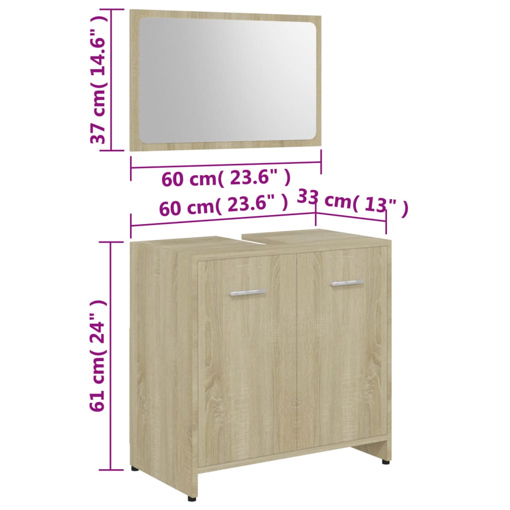 vidaXL Set Mobili da Bagno Rovere Sonoma in Legno Multistrato