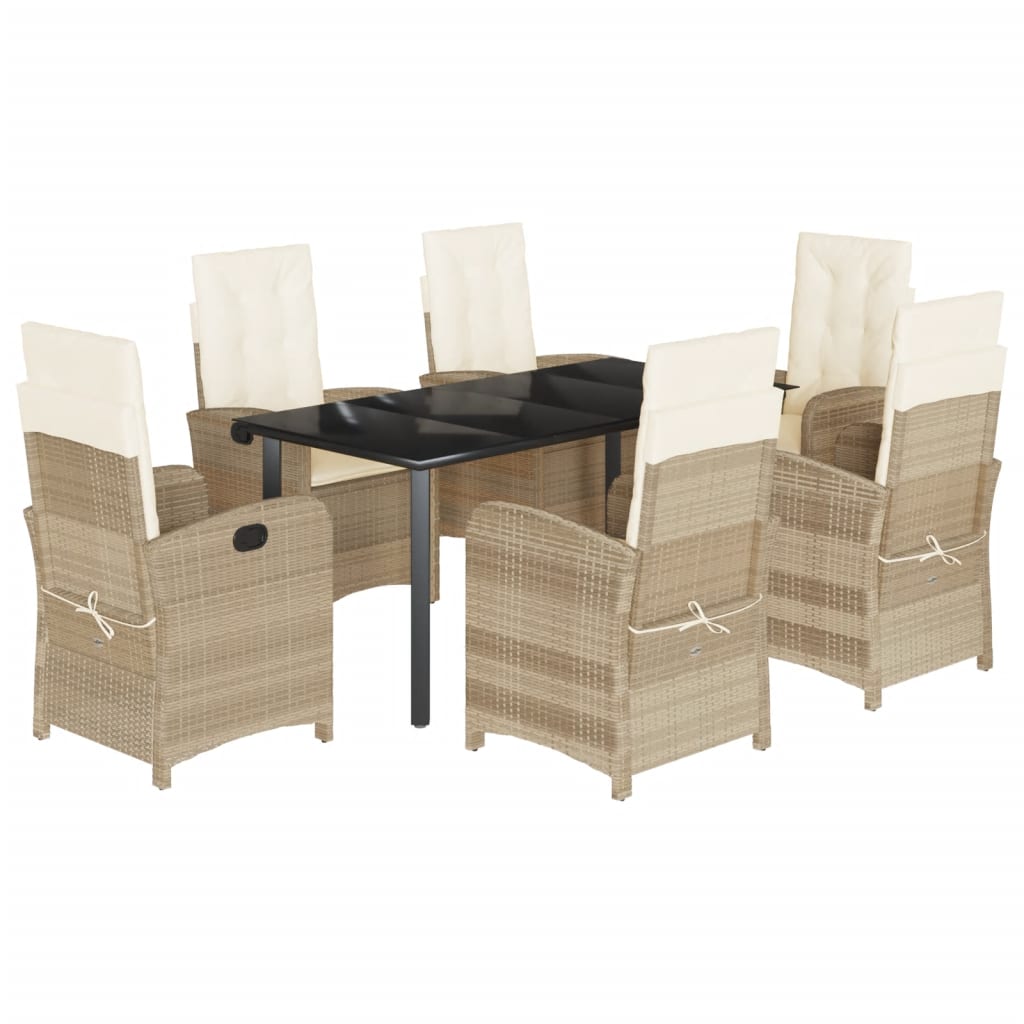 vidaXL Set da Pranzo da Giardino 7 pz con Cuscini Beige in Polyrattan