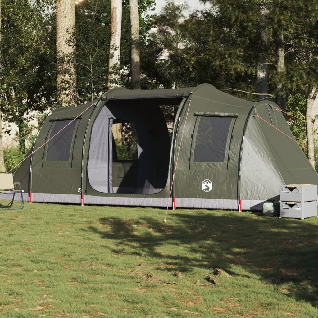 vidaXL Tenda da Campeggio a Tunnel 4 Persone Verde Oliva Impermeabile