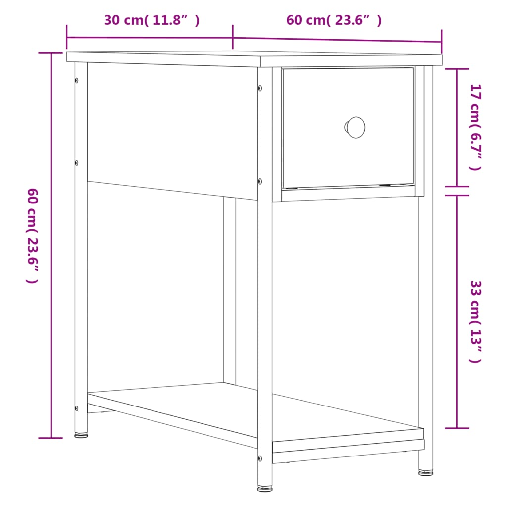 vidaXL Comodini 2 pz Rovere Fumo 30x60x60 cm in Legno Multistrato