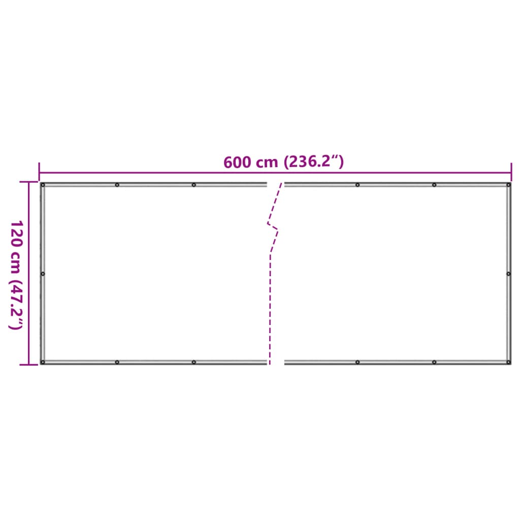 vidaXL Paravento da Balcone Grigio 600x120 cm in PVC